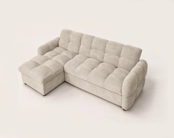 Canapé OCTAVE d'angle réversible 4 places convertible avec coffre en velours texturé | Best Mobilier