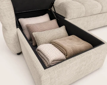 Canapé OCTAVE d'angle réversible 4 places convertible avec coffre en velours texturé | Best Mobilier