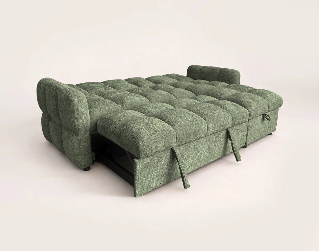 Canapé OCTAVE d'angle réversible 4 places convertible avec coffre en velours texturé | Best Mobilier