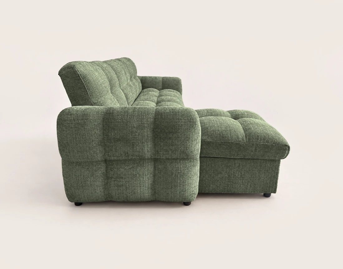 Canapé OCTAVE d'angle réversible 4 places convertible avec coffre en velours texturé | Best Mobilier