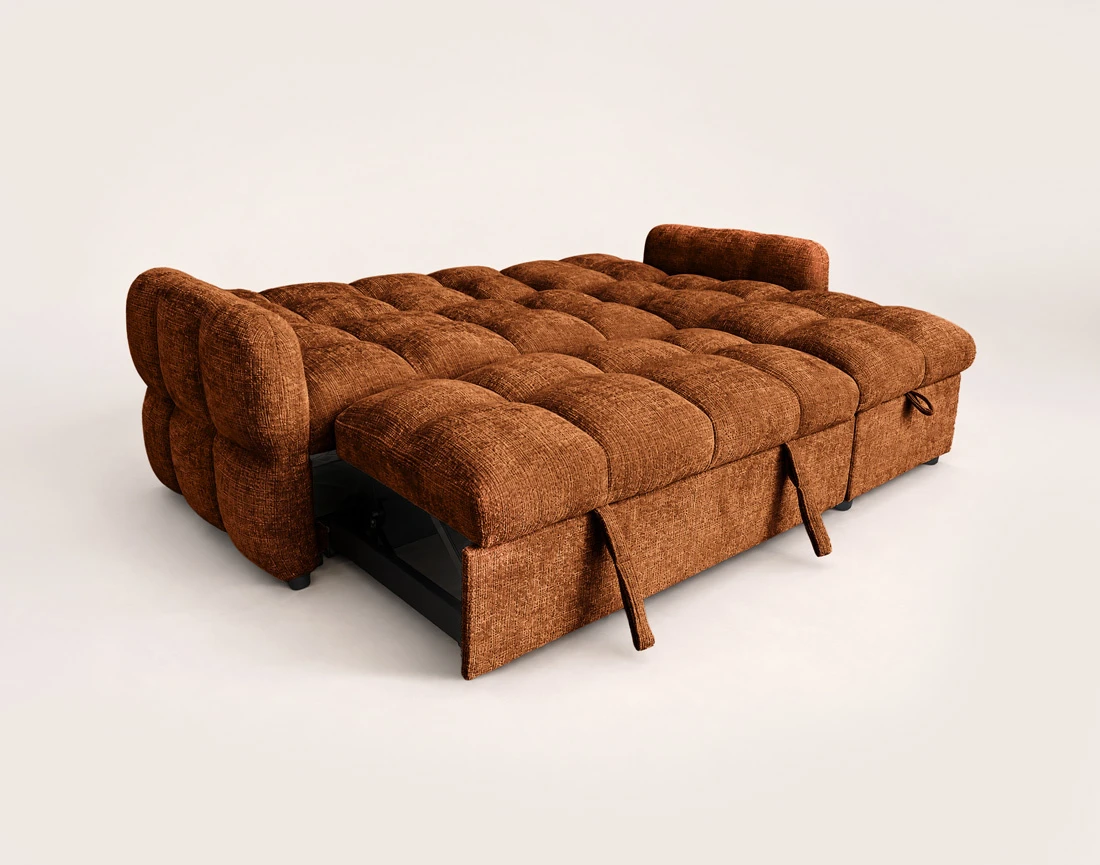 Canapé OCTAVE d'angle réversible 4 places convertible avec coffre en velours texturé | Best Mobilier