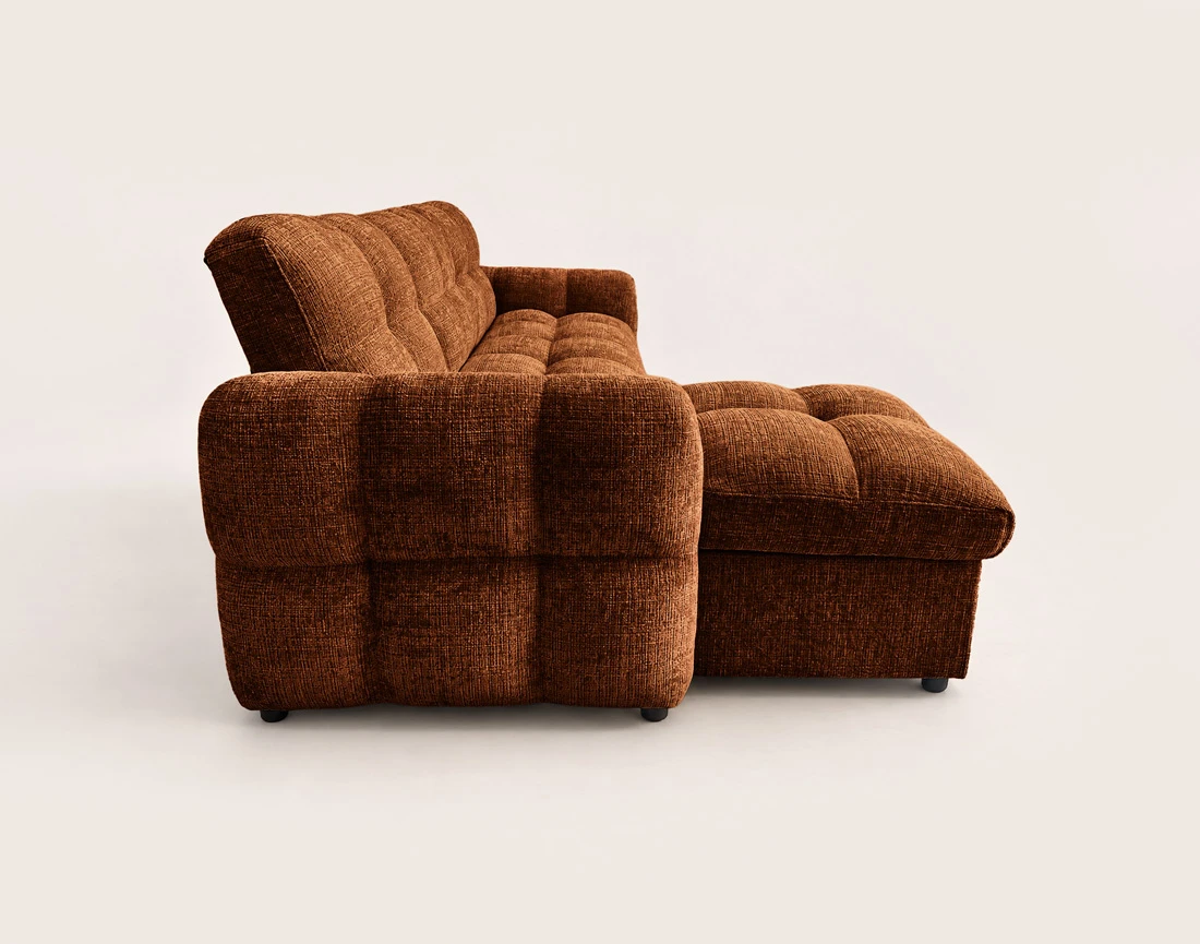 Canapé OCTAVE d'angle réversible 4 places convertible avec coffre en velours texturé | Best Mobilier