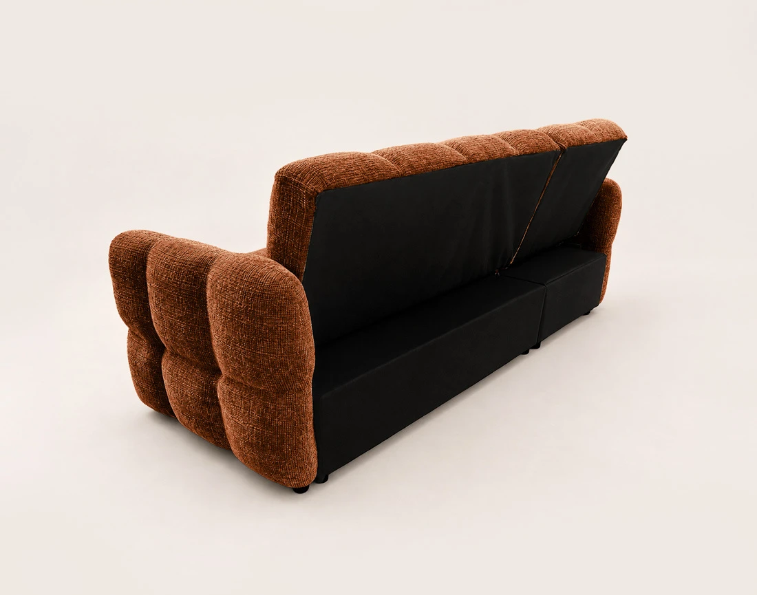 Canapé OCTAVE d'angle réversible 4 places convertible avec coffre en velours texturé | Best Mobilier