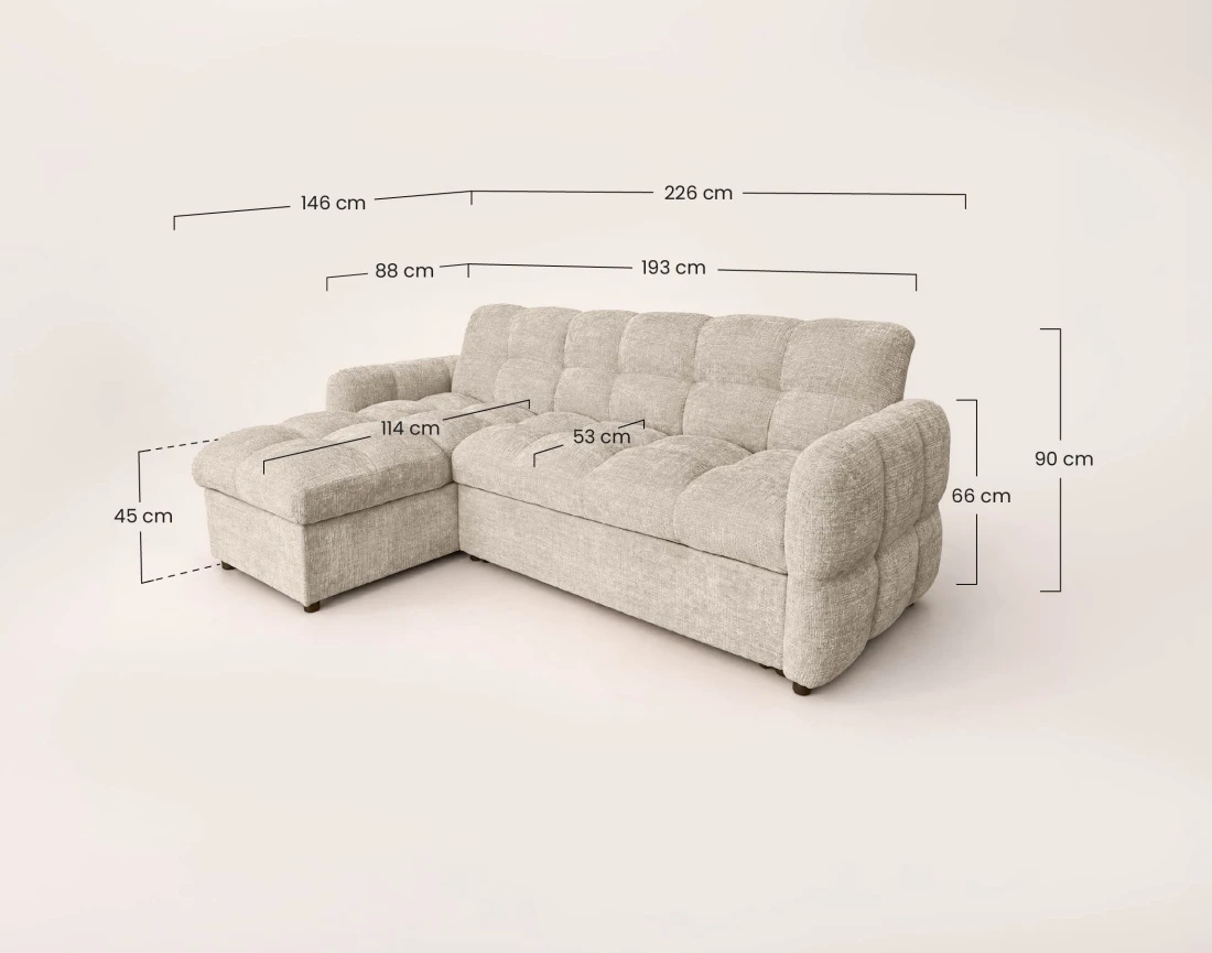 Canapé OCTAVE d'angle réversible 4 places convertible avec coffre en velours texturé | Best Mobilier