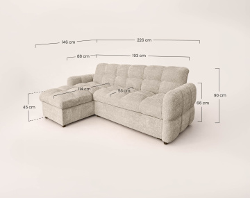 Canapé OCTAVE d'angle réversible 4 places convertible avec coffre en velours texturé | Best Mobilier