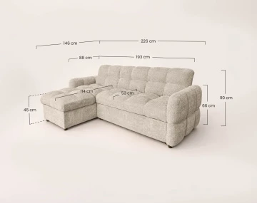 Canapé OCTAVE d'angle réversible 4 places convertible avec coffre en velours texturé | Best Mobilier