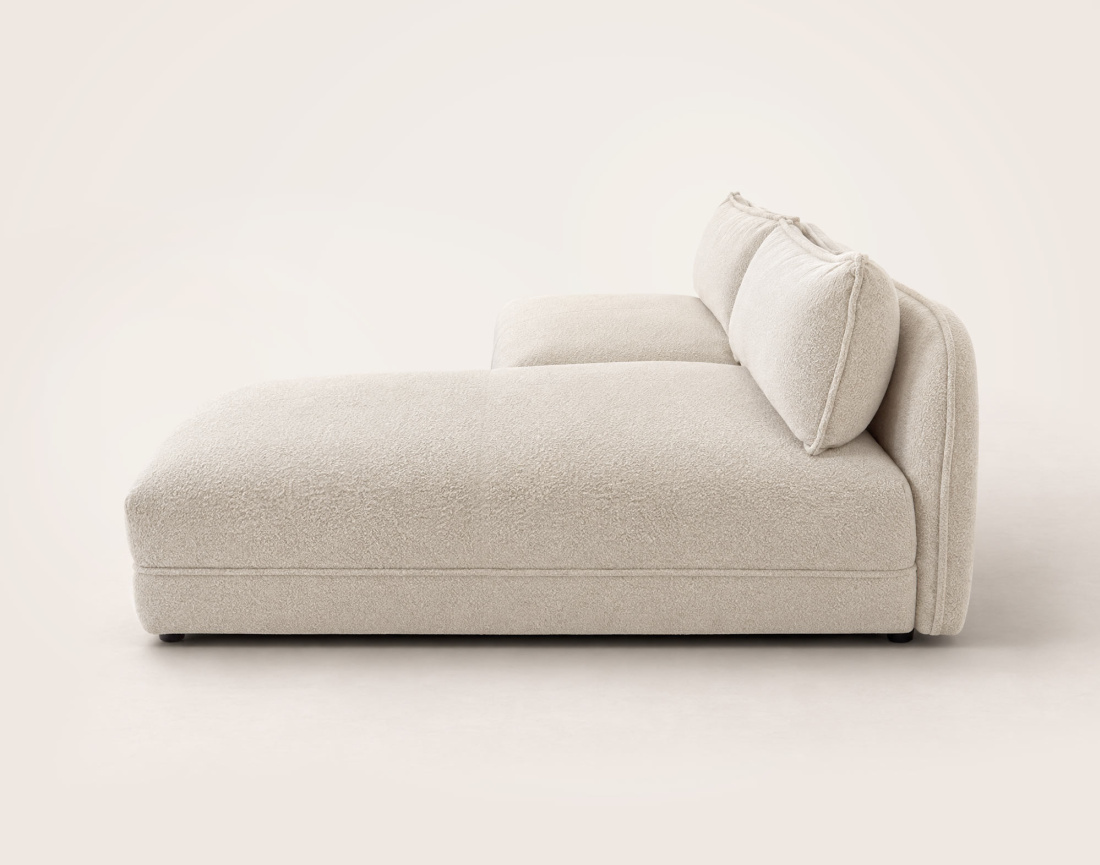 Canapé LUCIEN d'angle droit 4 places ouvert en tissu bouclette | Best Mobilier