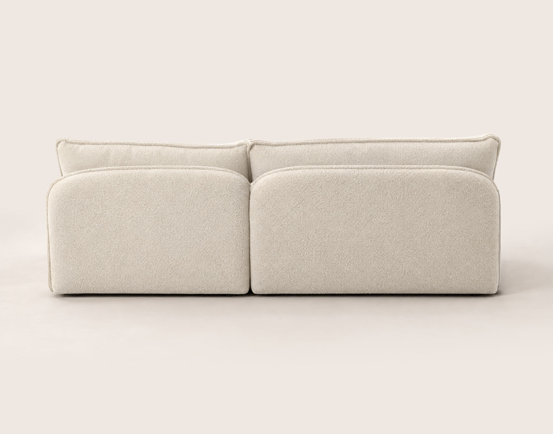 Canapé LUCIEN d'angle droit 4 places ouvert en tissu bouclette | Best Mobilier