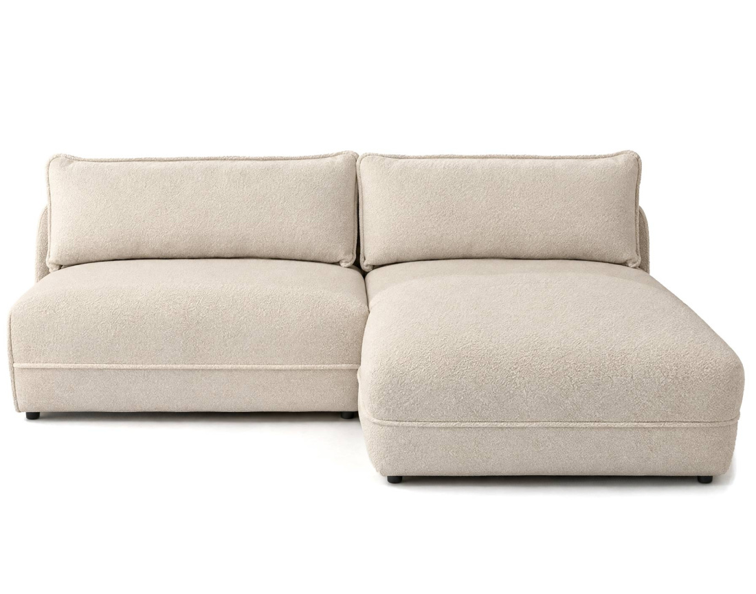 Canapé LUCIEN d'angle droit 4 places ouvert en tissu bouclette | Best Mobilier
