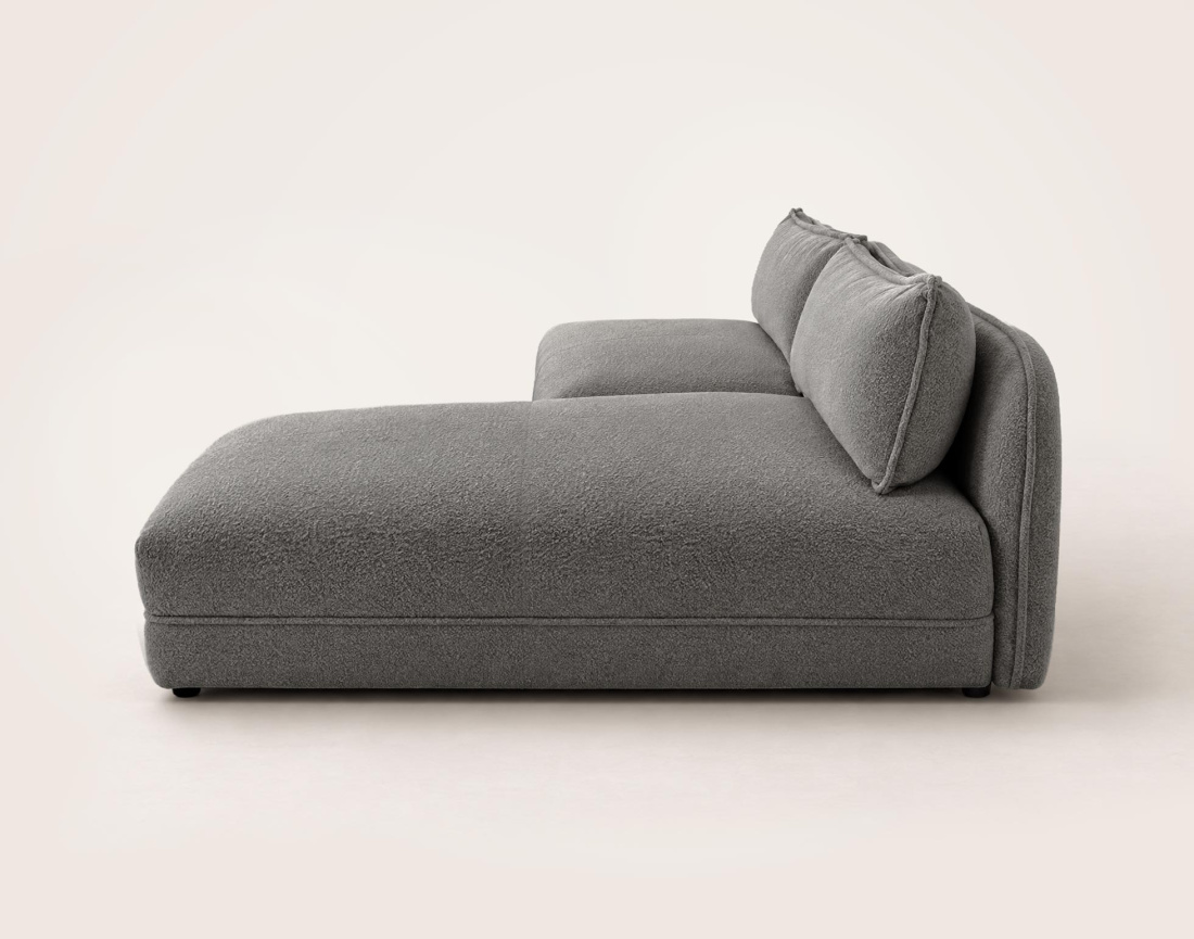 Canapé LUCIEN d'angle droit 4 places ouvert en tissu bouclette | Best Mobilier