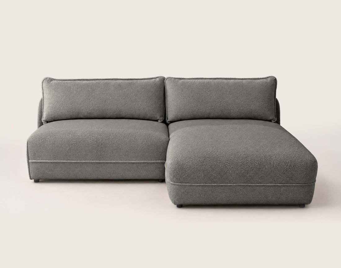 Canapé LUCIEN d'angle droit 4 places ouvert en tissu bouclette | Best Mobilier