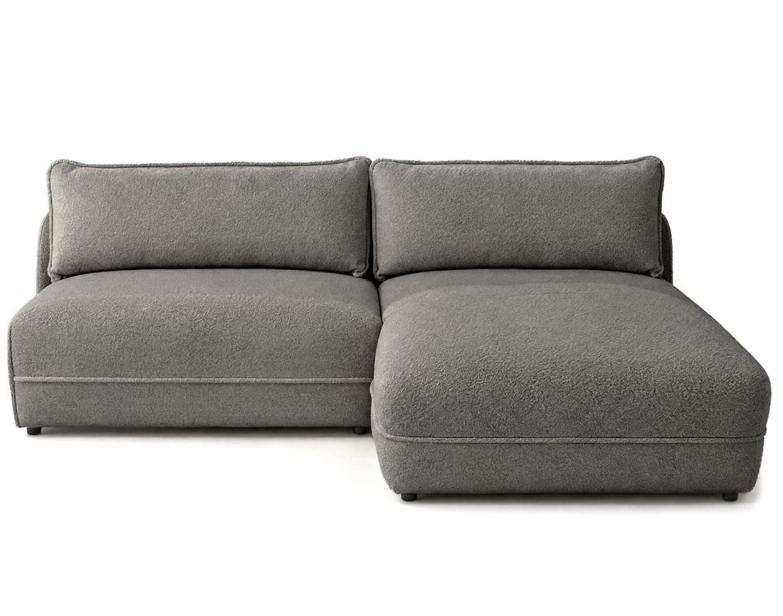 Canapé LUCIEN d'angle droit 4 places ouvert en tissu bouclette | Best Mobilier