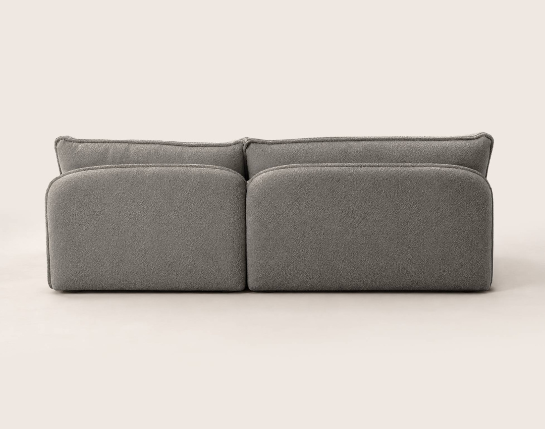 Canapé LUCIEN d'angle droit 4 places ouvert en tissu bouclette | Best Mobilier