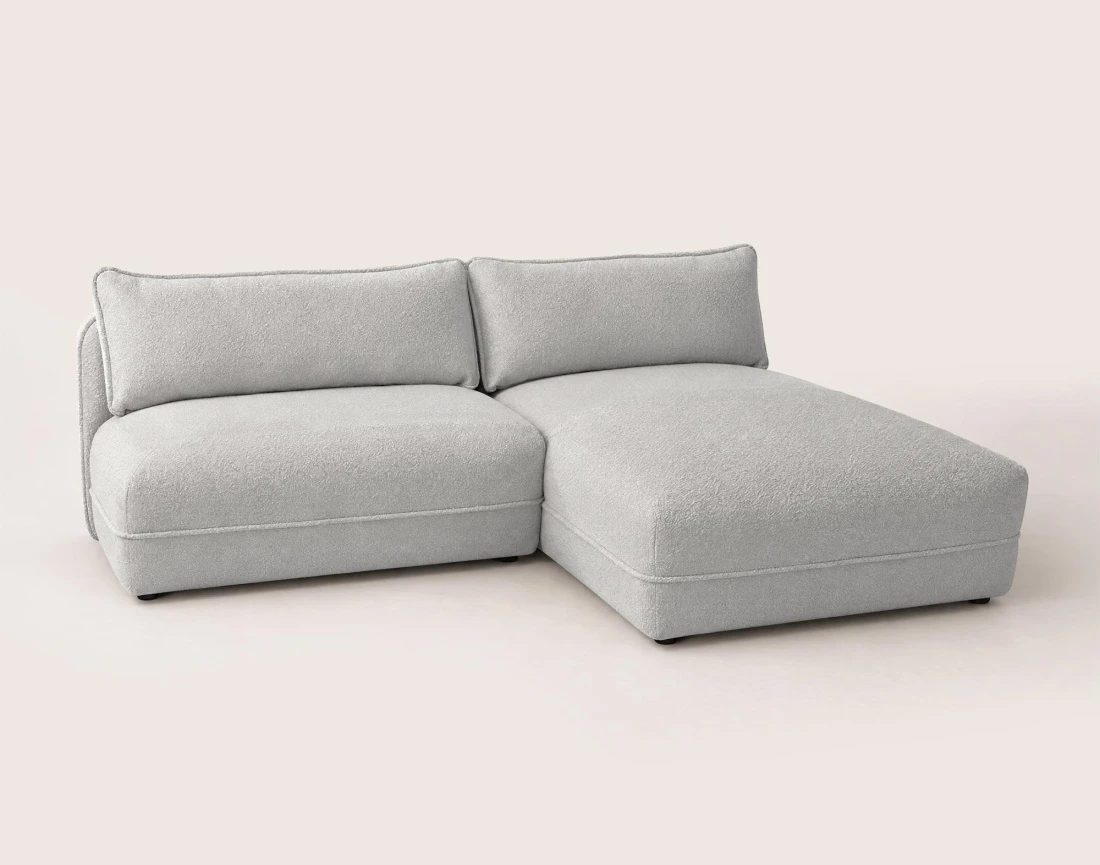 Canapé LUCIEN d'angle droit 4 places ouvert en tissu bouclette | Best Mobilier