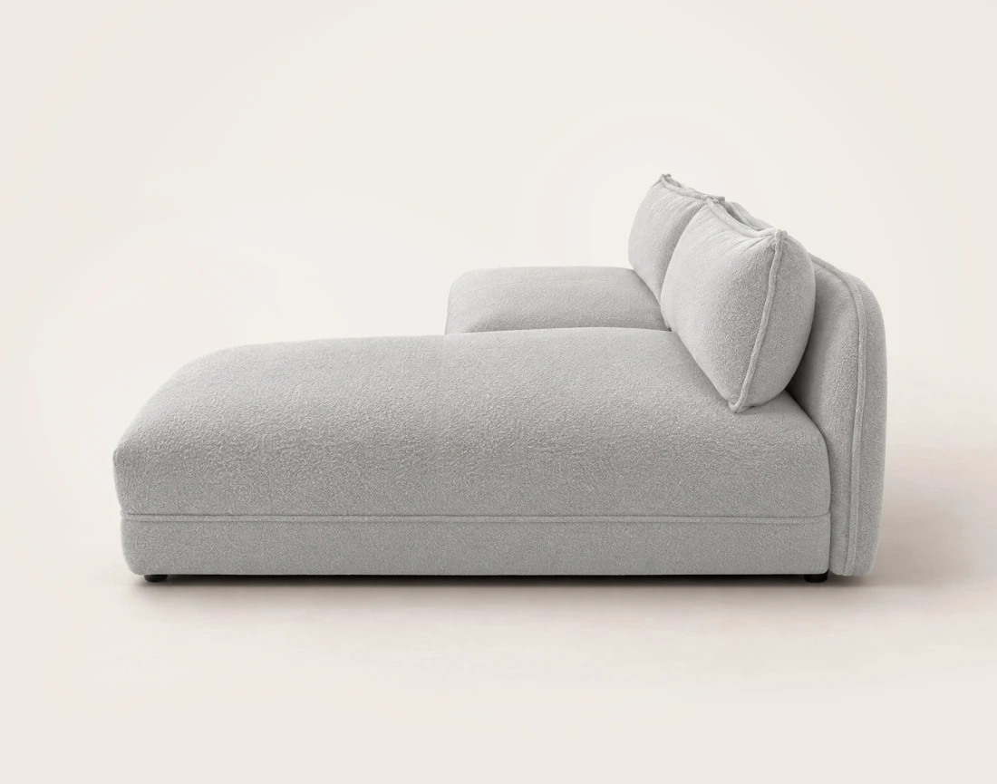Canapé LUCIEN d'angle droit 4 places ouvert en tissu bouclette | Best Mobilier