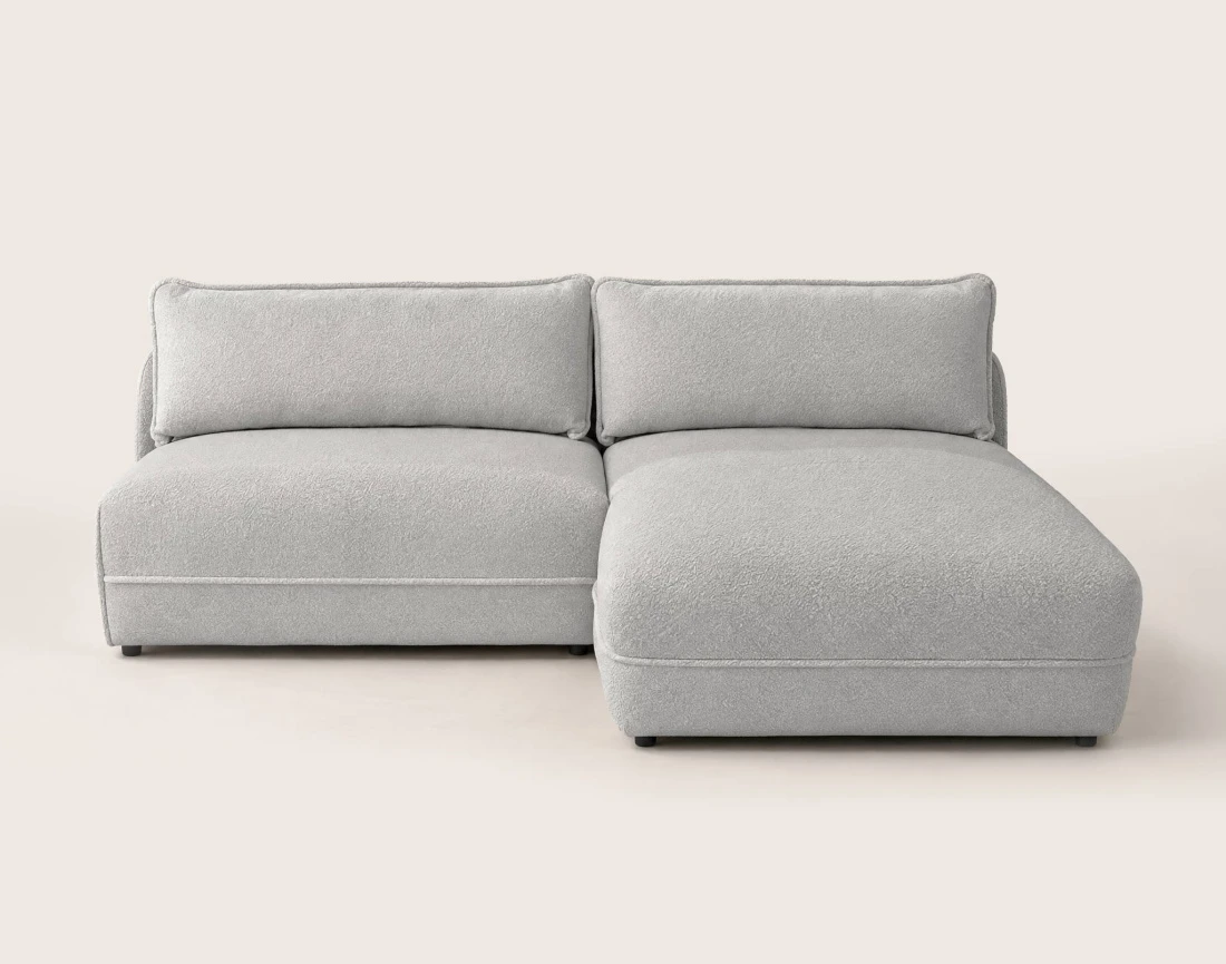 Canapé LUCIEN d'angle droit 4 places ouvert en tissu bouclette | Best Mobilier