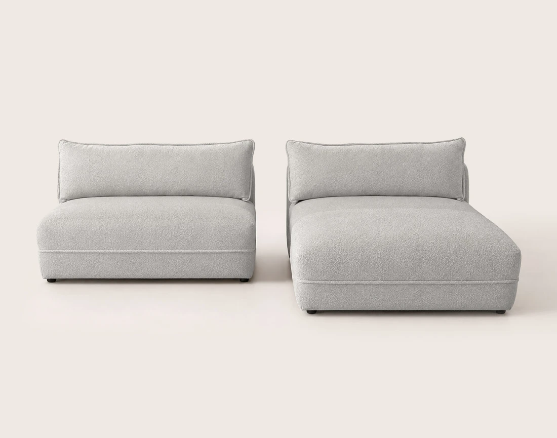 Canapé LUCIEN d'angle droit 4 places ouvert en tissu bouclette | Best Mobilier