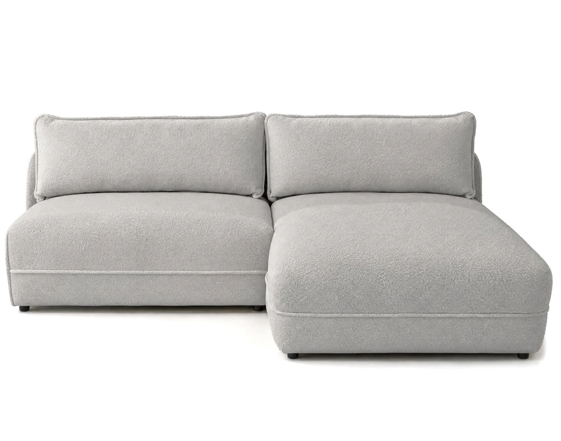 Canapé LUCIEN d'angle droit 4 places ouvert en tissu bouclette | Best Mobilier