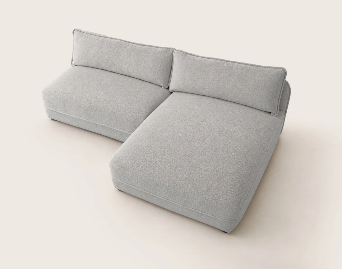 Canapé LUCIEN d'angle droit 4 places ouvert en tissu bouclette | Best Mobilier
