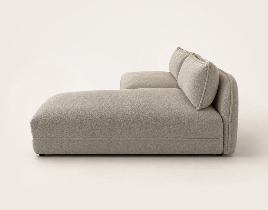 Canapé LUCIEN d'angle droit 4 places ouvert en tissu bouclette | Best Mobilier