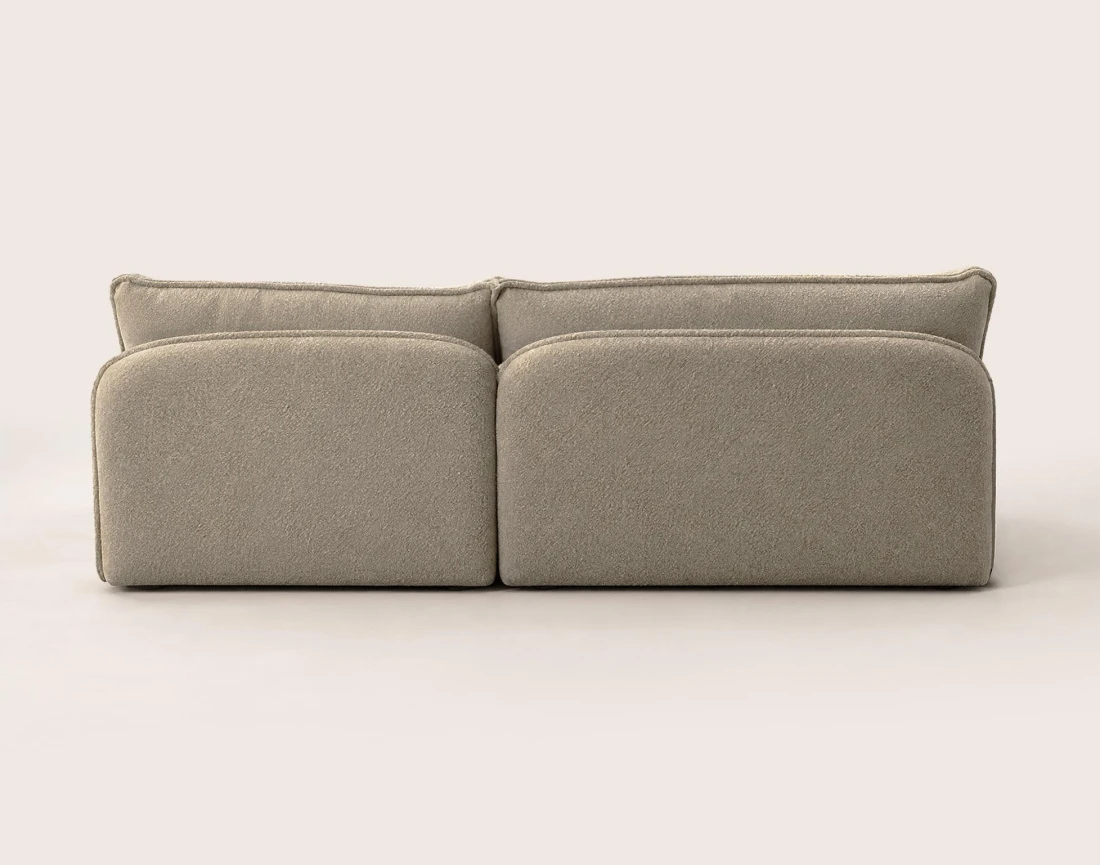 Canapé LUCIEN d'angle droit 4 places ouvert en tissu bouclette | Best Mobilier