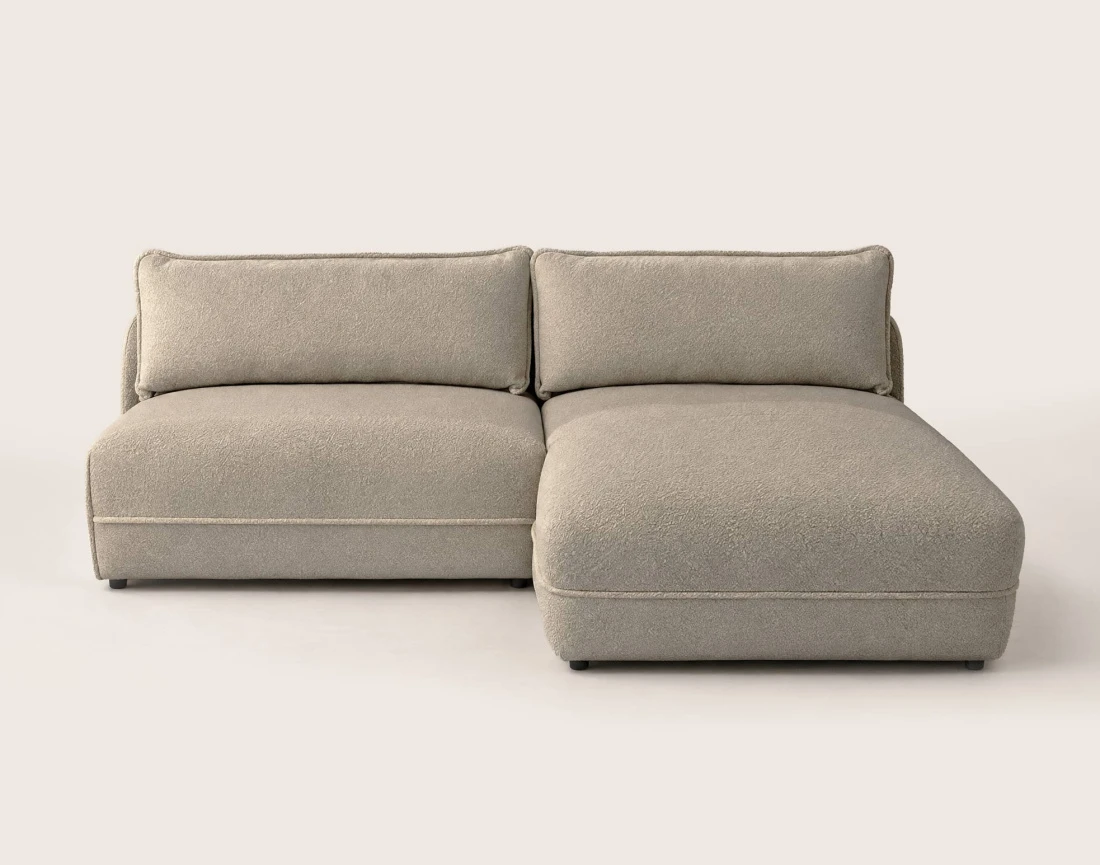 Canapé LUCIEN d'angle droit 4 places ouvert en tissu bouclette | Best Mobilier