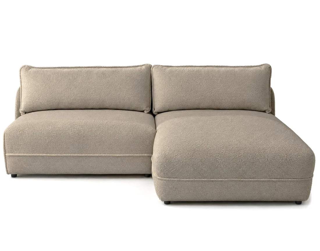 Canapé LUCIEN d'angle droit 4 places ouvert en tissu bouclette | Best Mobilier