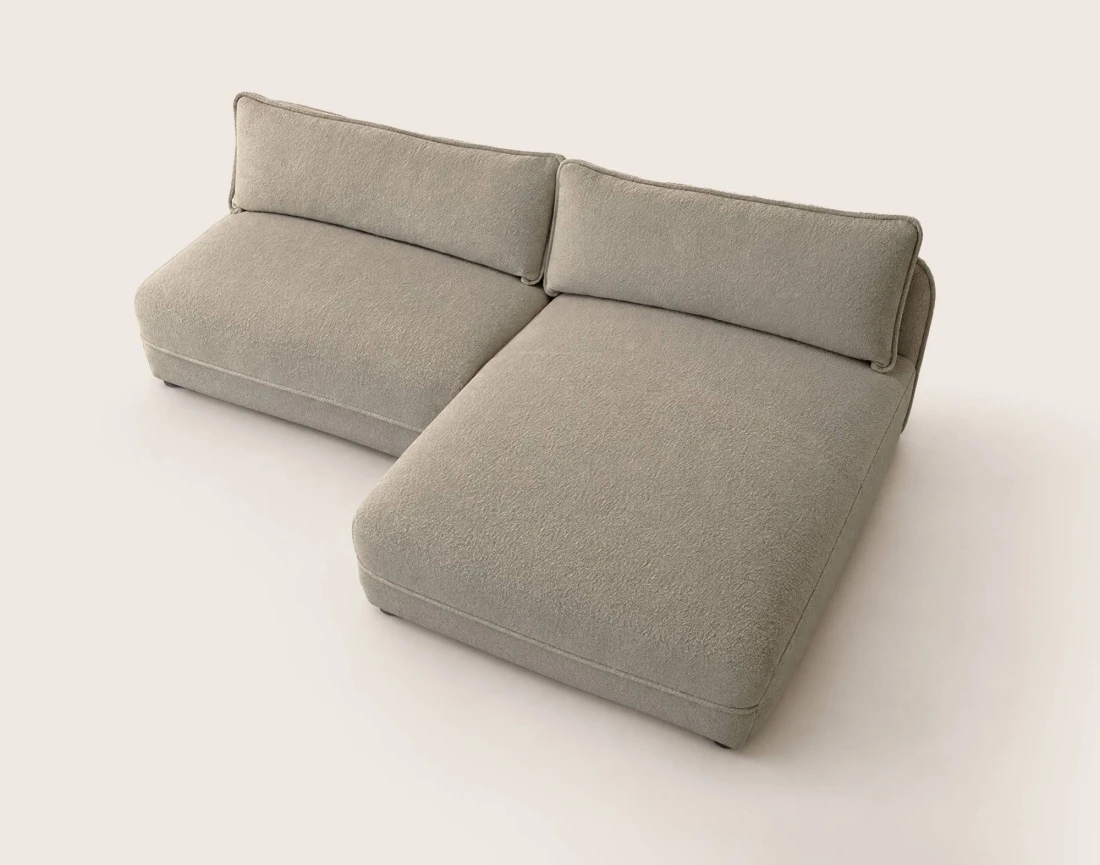 Canapé LUCIEN d'angle droit 4 places ouvert en tissu bouclette | Best Mobilier