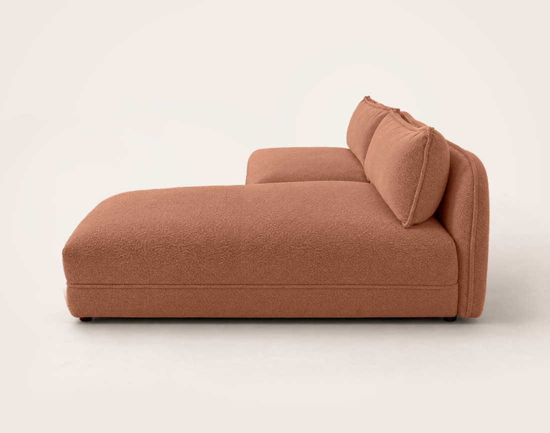 Canapé LUCIEN d'angle droit 4 places ouvert en tissu bouclette | Best Mobilier
