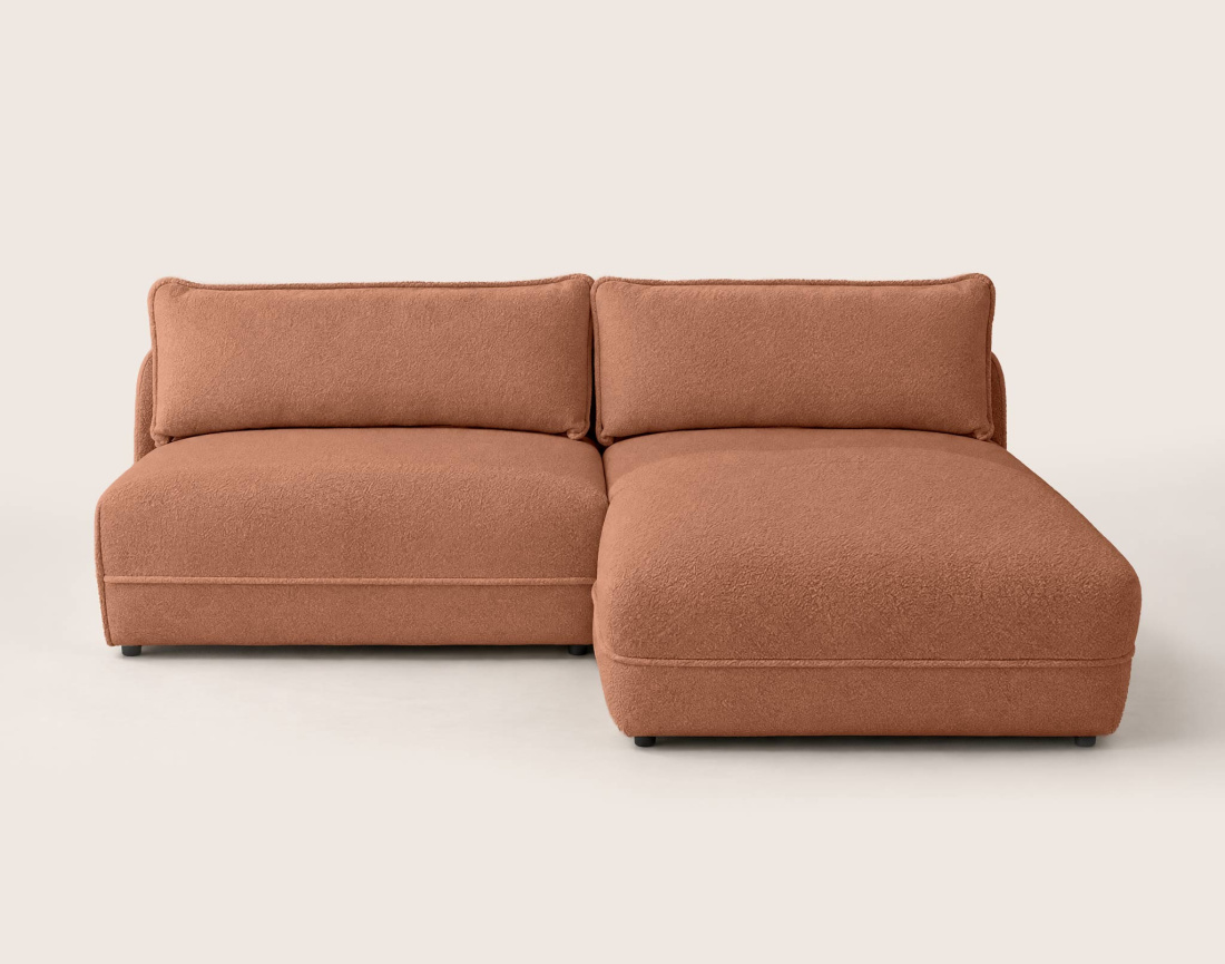 Canapé LUCIEN d'angle droit 4 places ouvert en tissu bouclette | Best Mobilier