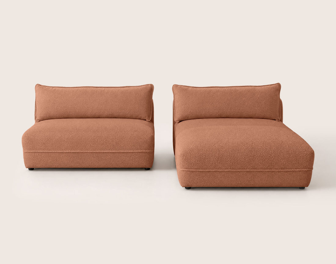 Canapé LUCIEN d'angle droit 4 places ouvert en tissu bouclette | Best Mobilier