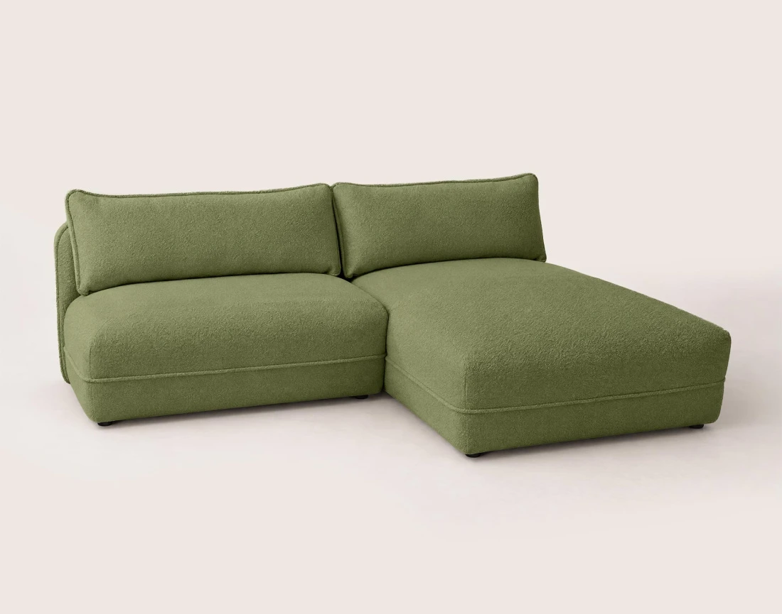 Canapé LUCIEN d'angle droit 4 places ouvert en tissu bouclette | Best Mobilier