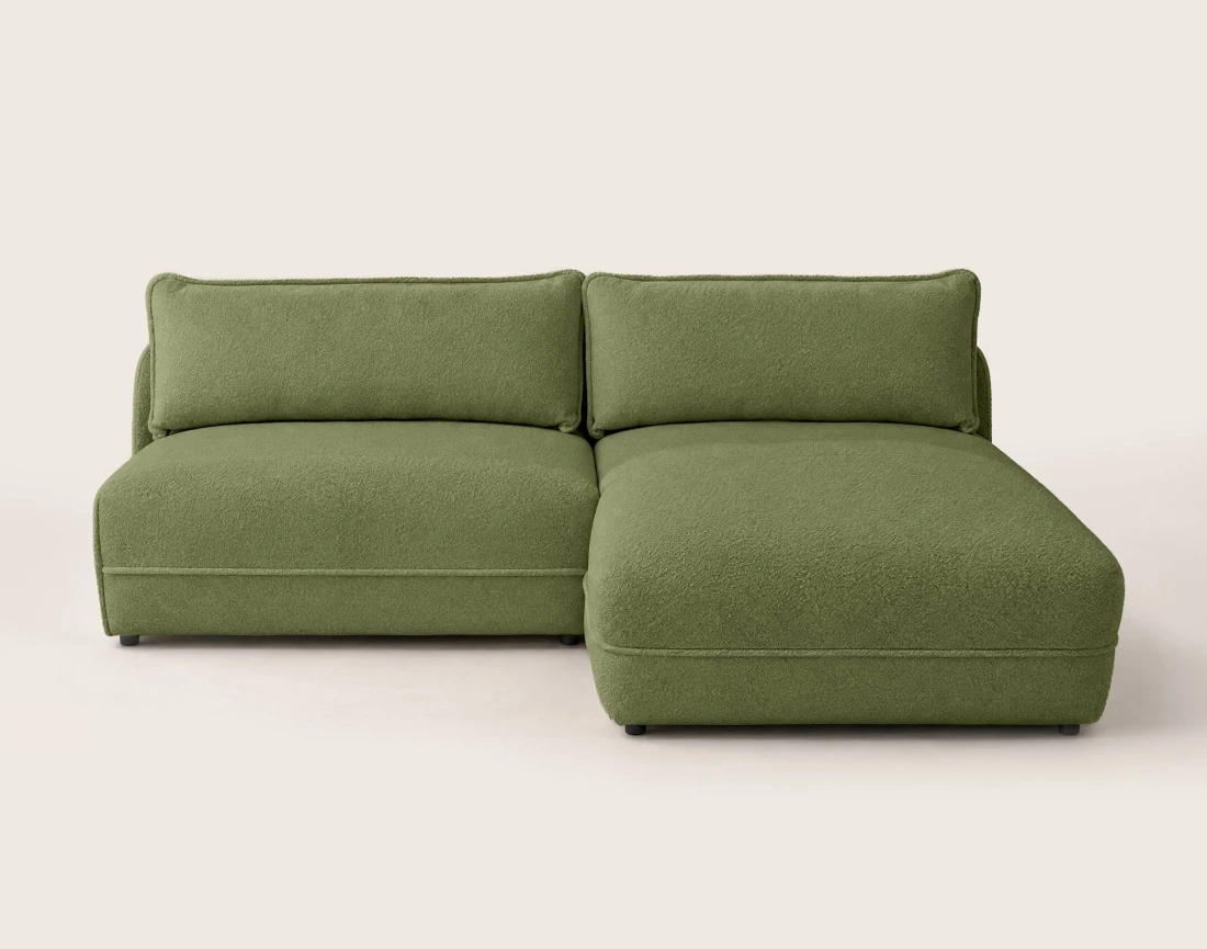 Canapé LUCIEN d'angle droit 4 places ouvert en tissu bouclette | Best Mobilier