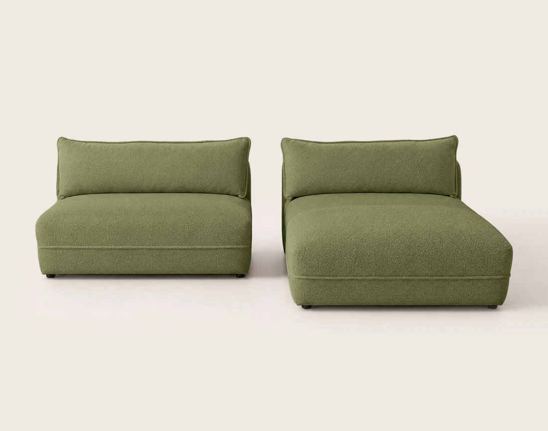 Canapé LUCIEN d'angle droit 4 places ouvert en tissu bouclette | Best Mobilier