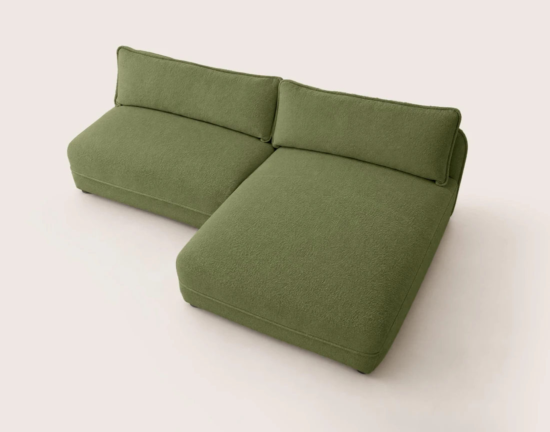 Canapé LUCIEN d'angle droit 4 places ouvert en tissu bouclette | Best Mobilier