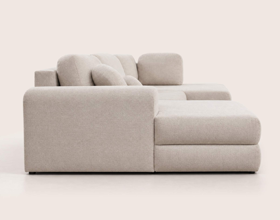 Canapé APRIL panoramique en U 7 places convertible avec coffre en tissu | Best Mobilier