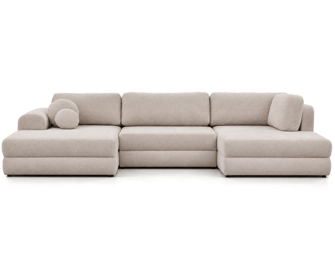 Canapé APRIL panoramique en U 7 places convertible avec coffre en tissu | Best Mobilier
