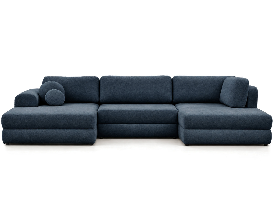 Canapé APRIL panoramique en U 7 places convertible avec coffre en tissu | Best Mobilier