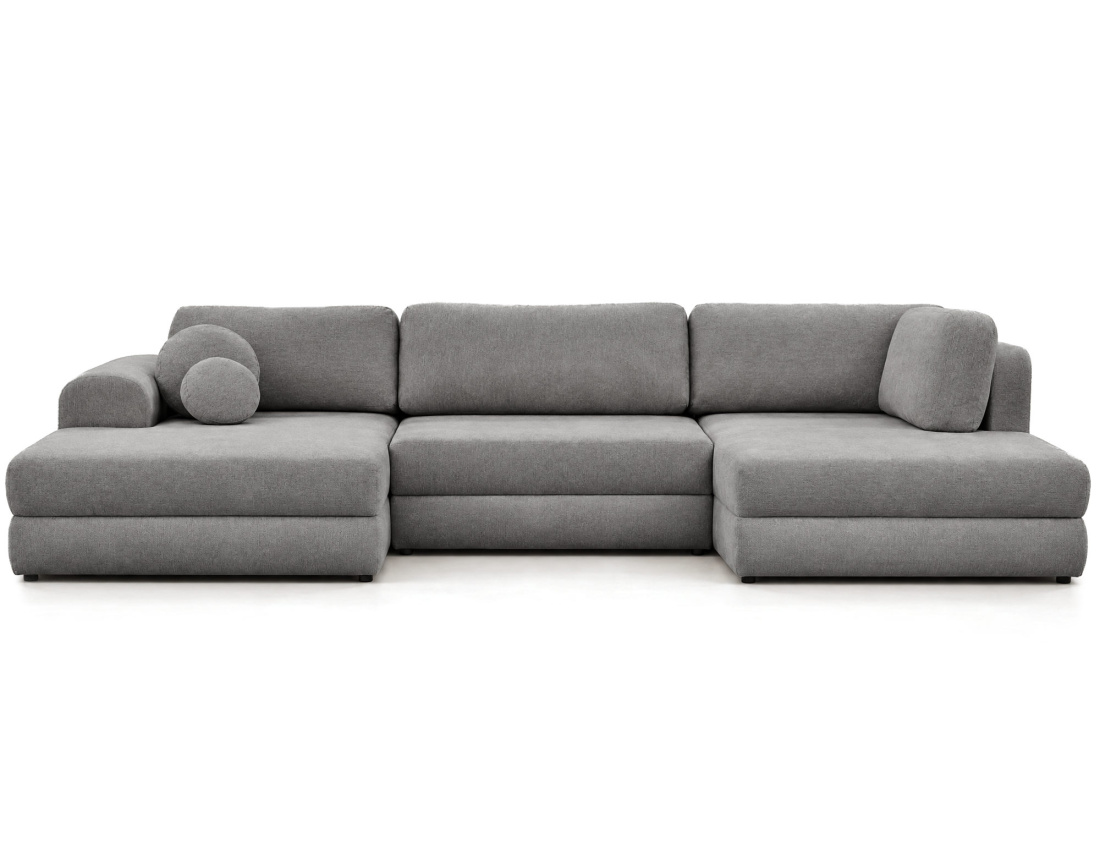 Canapé APRIL panoramique en U 7 places convertible avec coffre en tissu | Best Mobilier