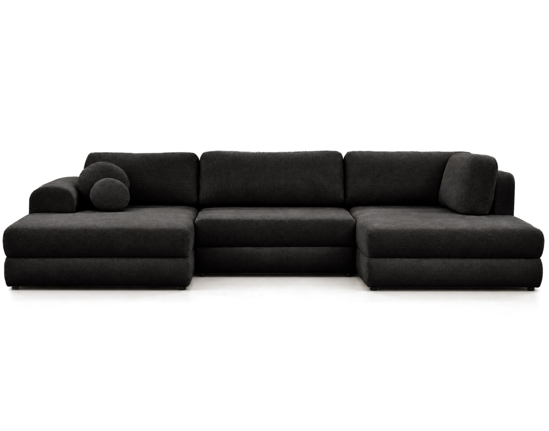 Canapé APRIL panoramique en U 7 places convertible avec coffre en tissu | Best Mobilier