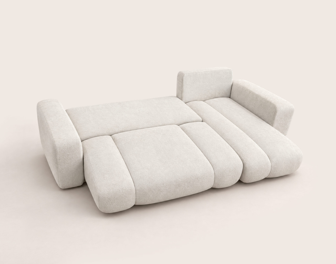 Canapé MANON d'angle réversible 4 places convertible avec coffre en tissu | Best Mobilier