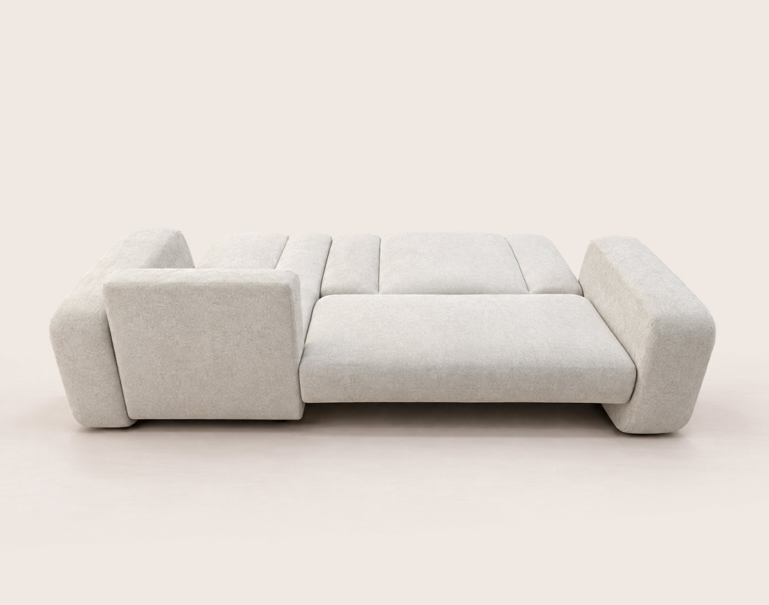 Canapé MANON d'angle réversible 4 places convertible avec coffre en tissu | Best Mobilier