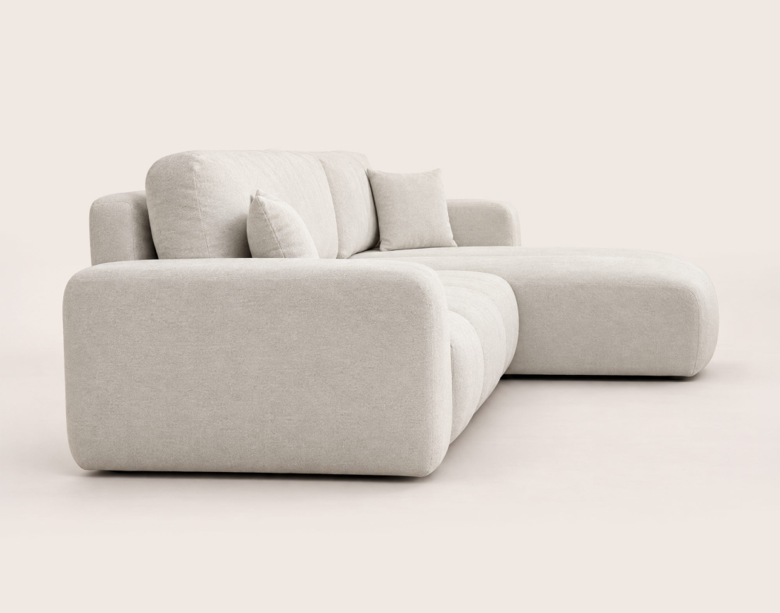 Canapé MANON d'angle réversible 4 places convertible avec coffre en tissu | Best Mobilier