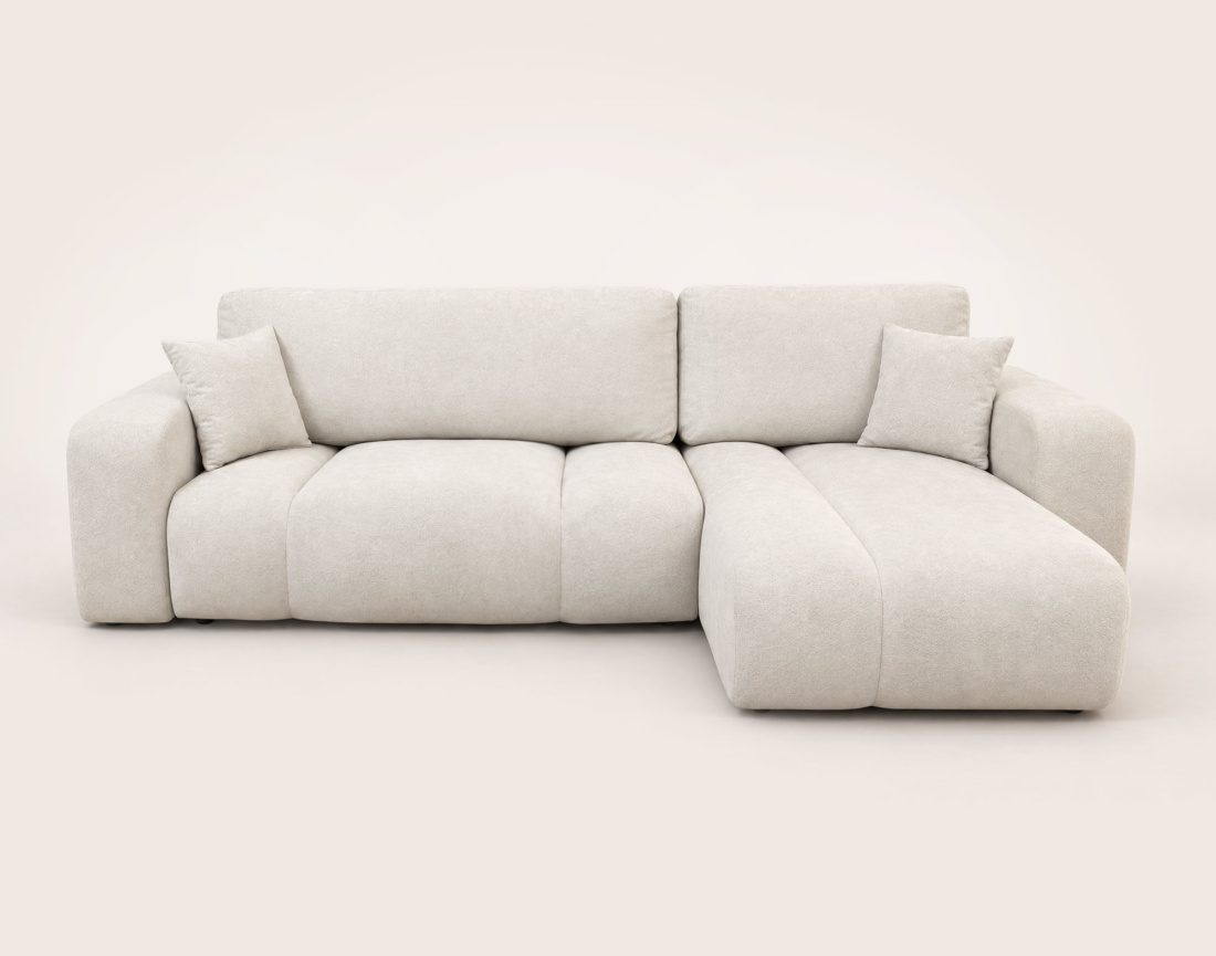 Canapé MANON d'angle droit 4 places convertible avec coffre en tissu | Best Mobilier