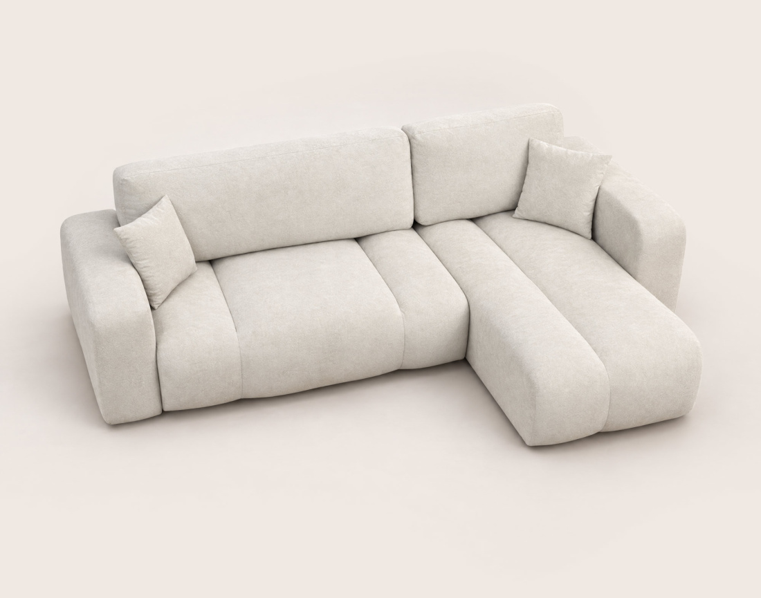 Canapé MANON d'angle réversible 4 places convertible avec coffre en tissu | Best Mobilier
