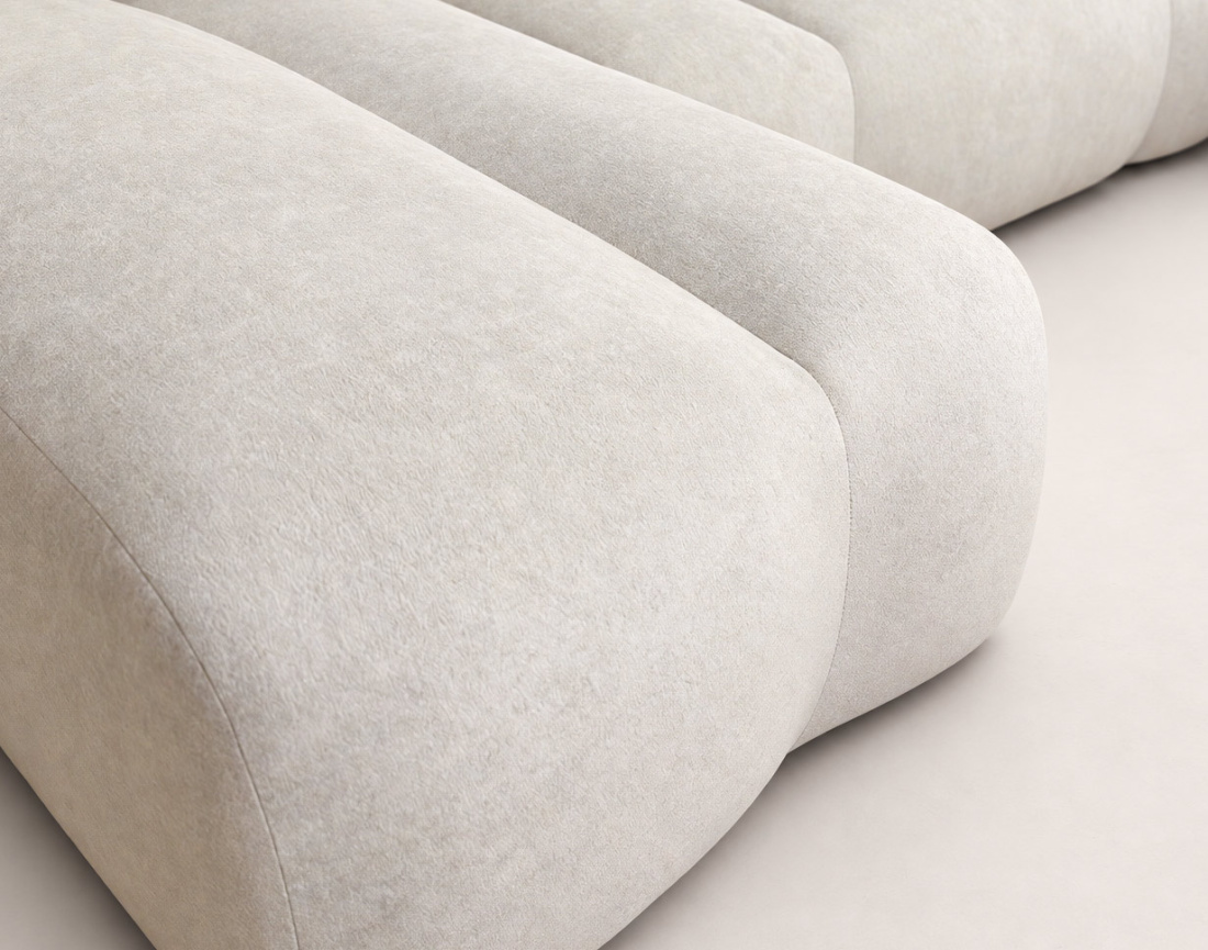 Canapé MANON d'angle droit 4 places convertible avec coffre en tissu | Best Mobilier