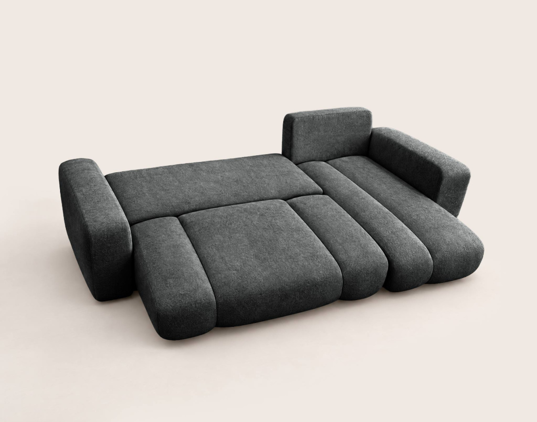 Canapé MANON d'angle réversible 4 places convertible avec coffre en tissu | Best Mobilier