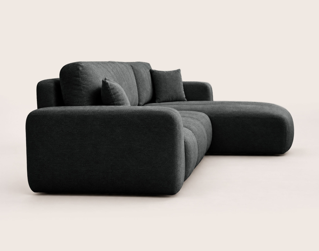 Canapé MANON d'angle droit 4 places convertible avec coffre en tissu | Best Mobilier