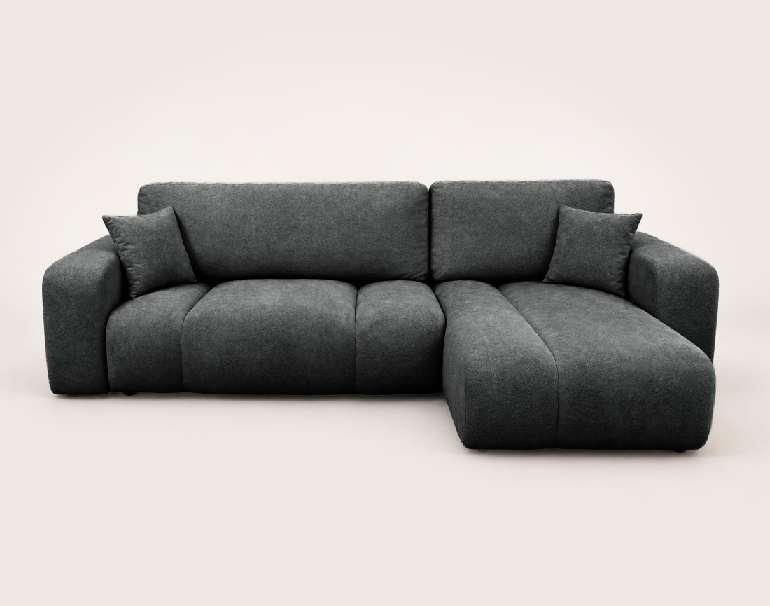 Canapé MANON d'angle droit 4 places convertible avec coffre en tissu | Best Mobilier