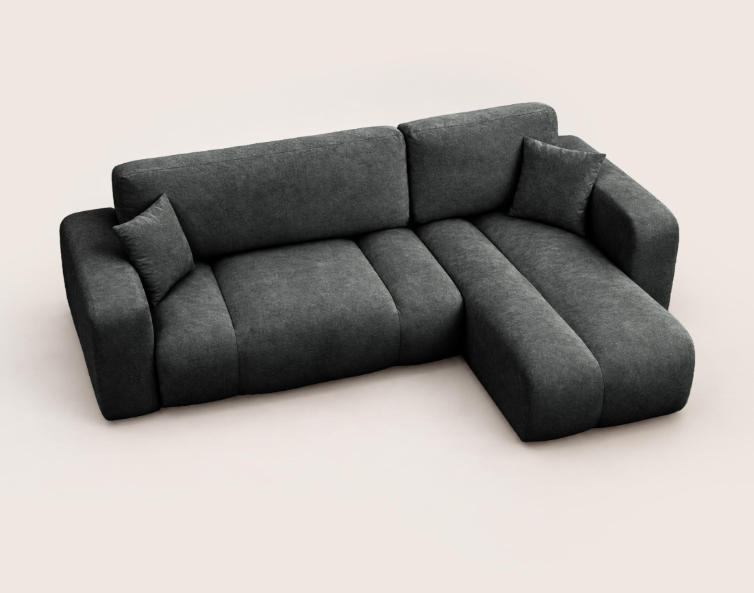 Canapé MANON d'angle droit 4 places convertible avec coffre en tissu | Best Mobilier